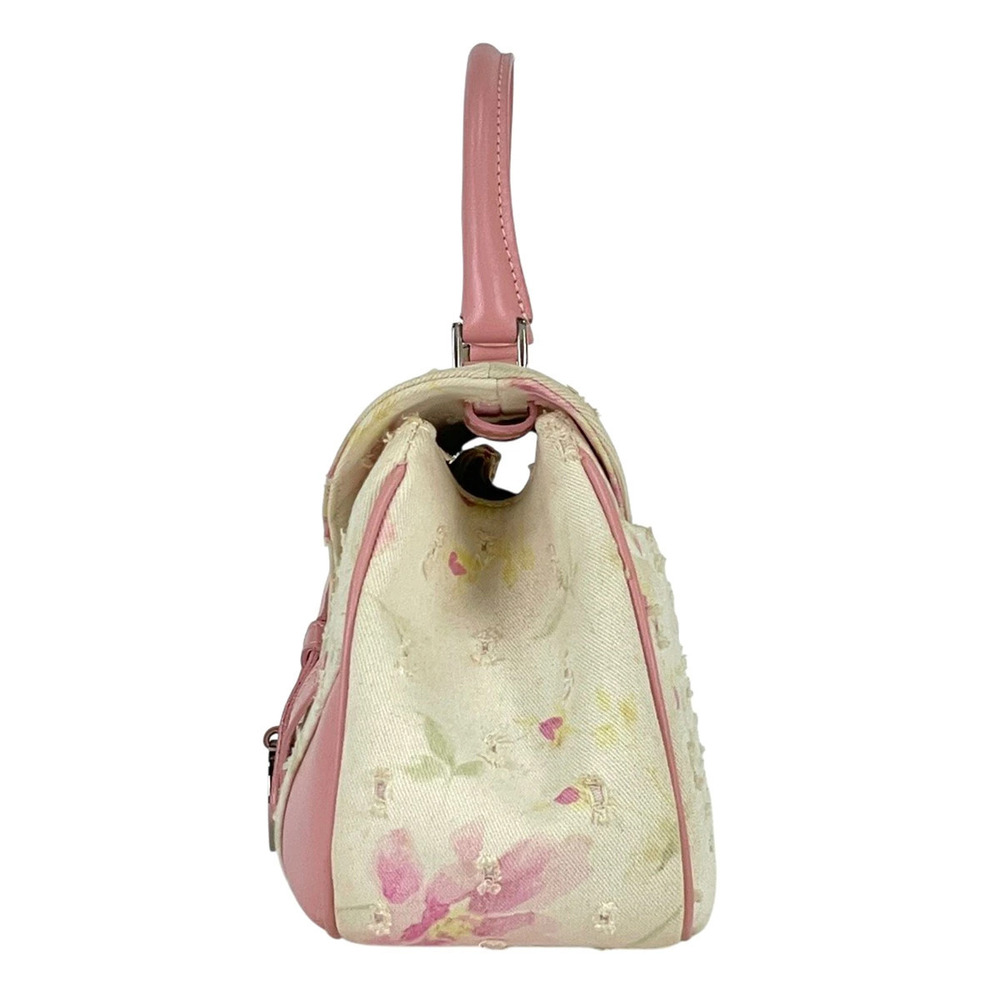 Christian Dior Floral Saddle Bag Shoulder Handbag Canvas Pink White - Picture 2 of 6
